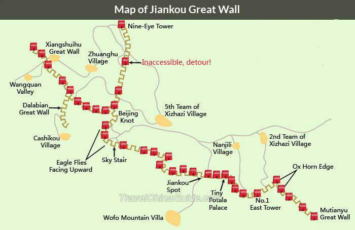 Jiankou Great Wall Map