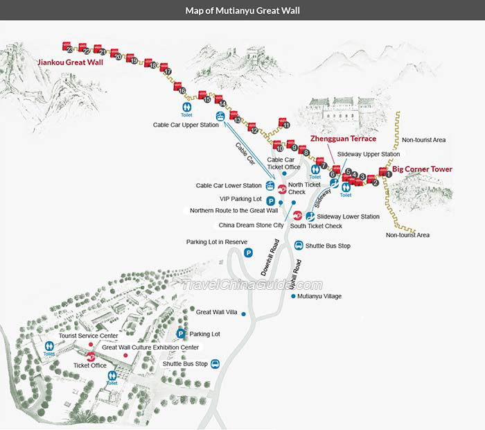 Mutianyu Great Wall Map