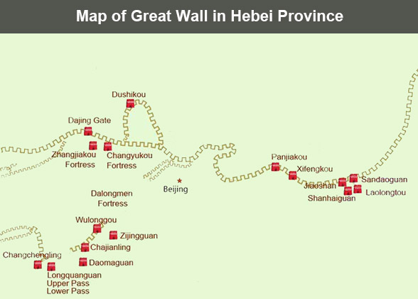 Map of Great Wall in Hebei