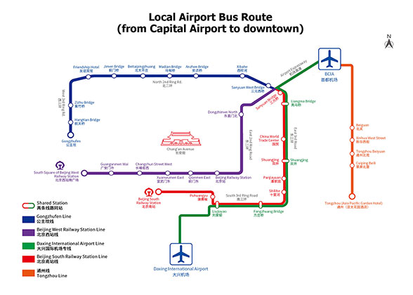 Beijing Capital Airport shuttle bus map