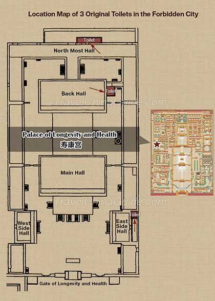 Location Map of 3 Original Toilets in Forbidden City