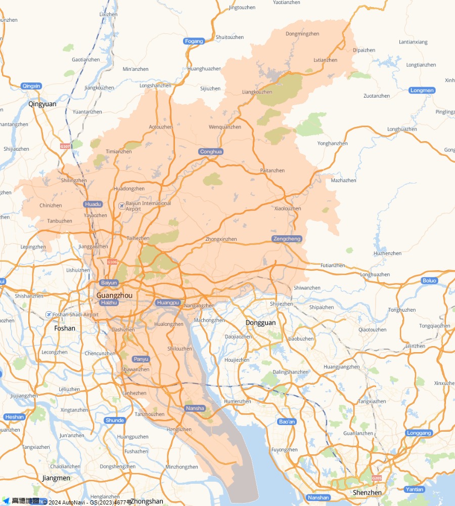 Guangzhou Map with main streets, scenic spots