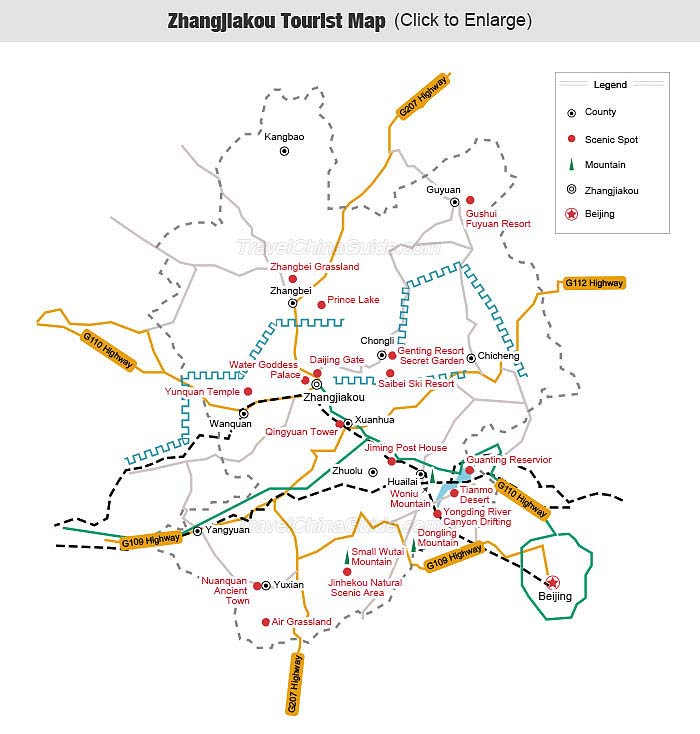 Zhangjiakou Tourist Map