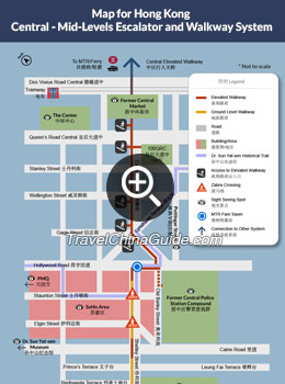 Mid-Level Escalator Hong Kong Map