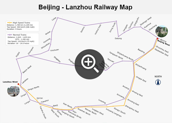 Beijing - Lanzhou Railway Map