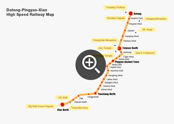 Datong-Pingyao-Xi'an Railway Map