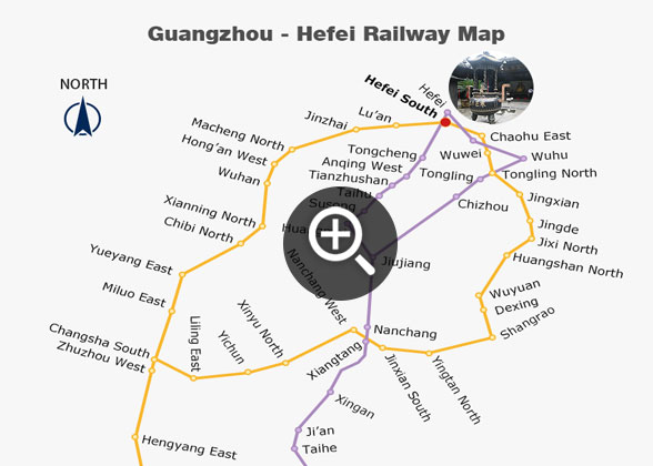 Guangzhou - Hefei Railway Map