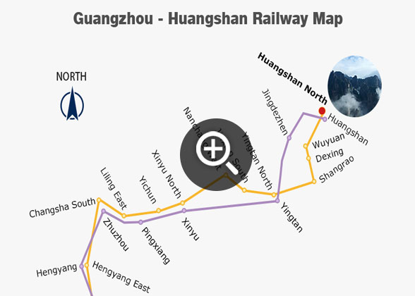 Guangzhou - Huangshan Railway Map