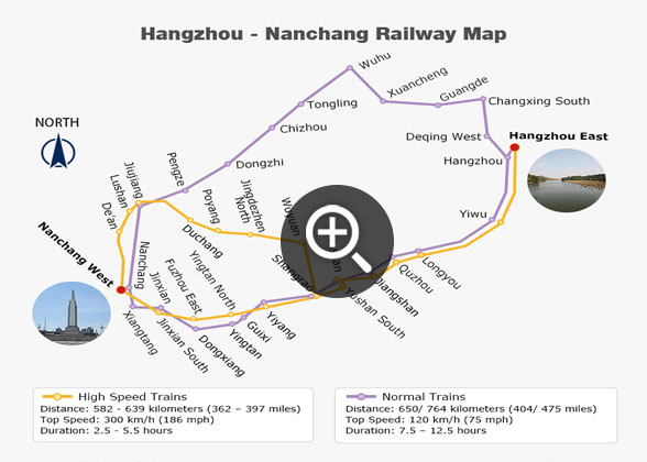 Hangzhou - Nanchang Railway Map