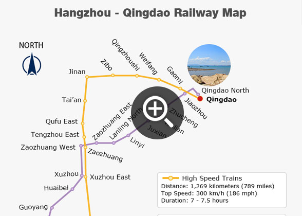 Hangzhou - Qingdao Railway Map