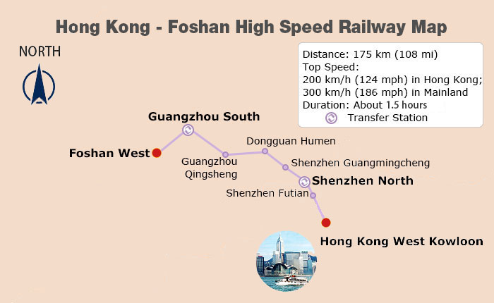 Hong Kong - Foshan High Speed Railway Map