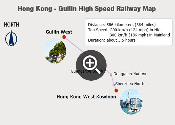 Hong Kong - Guilin High Speed Train Running Map