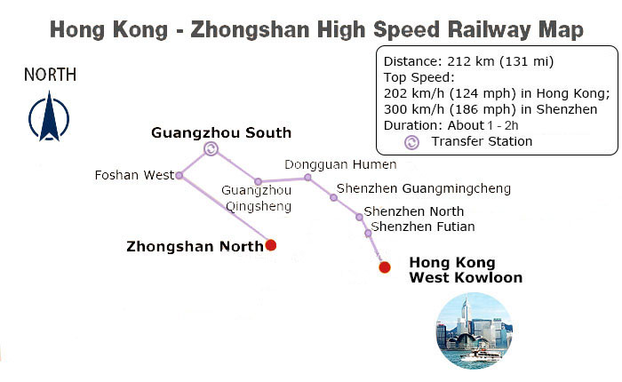 Hong Kong - Zhongshan High Speed Railway Map