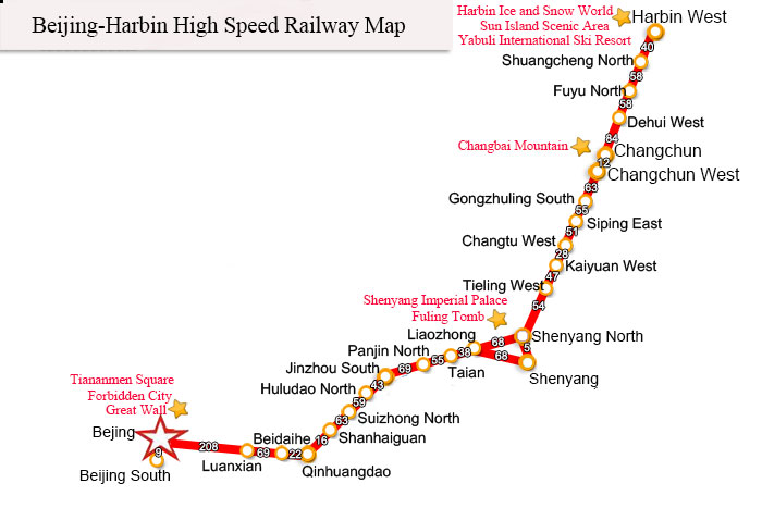 Beijing-Harbin High Speed Railway Map