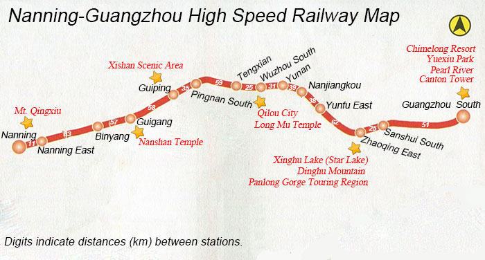 Nanning-Guangzhou High Speed Railway Map