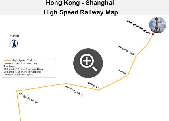 Hong Kong - Shanghai High Speed Railway Map