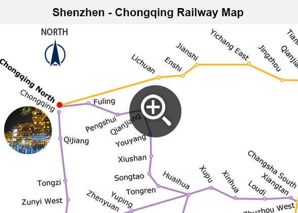 Shenzhen - Chongqing Railway Map