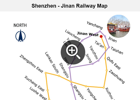 Shenzhen - Jinan Railway Map