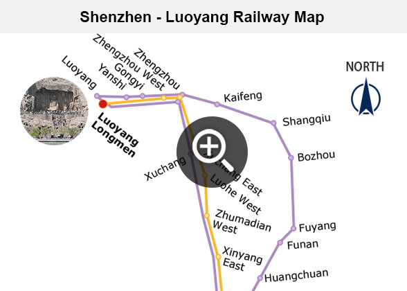 Shenzhen - Luoyang Railway Map