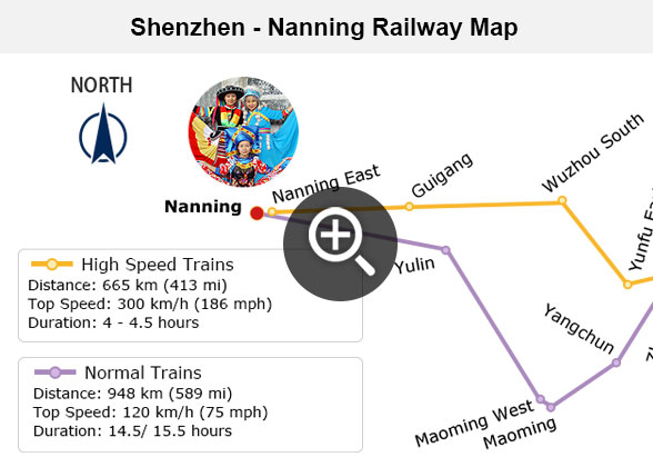 Shenzhen - Nanning Railway Map