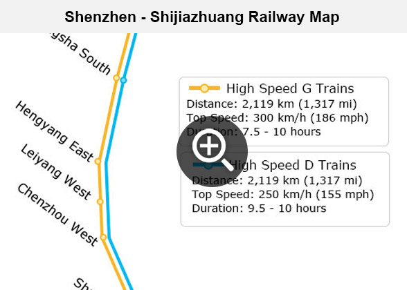 Shenzhen - Shijiazhuang Railway Map