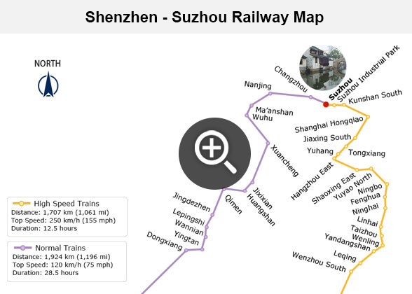 Shenzhen - Suzhou Railway Map