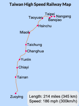 Taiwan High Speed Railway Map