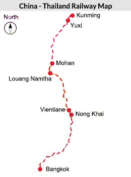 Map of China - Thailand Railway