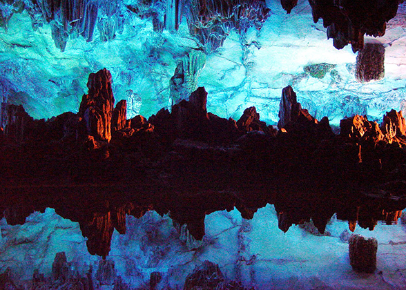 Spectacular interior scene of the cave