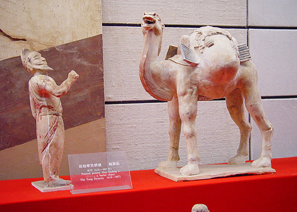 Statue of a Hun People and Camel on Silk Road