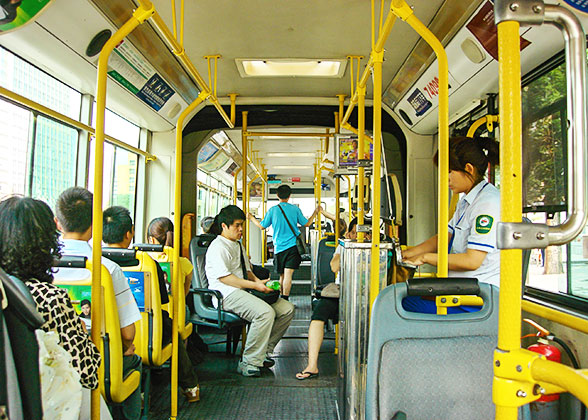 Taking a bus in Beijing