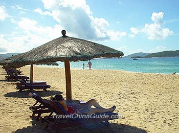 Sun Bathing in Winter at Sanya Bay