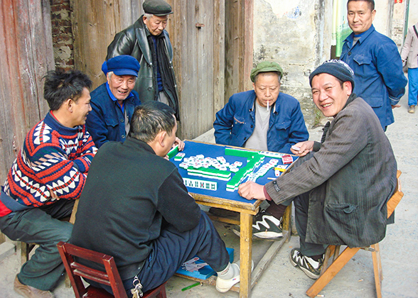 Villagers of Xingping Town Playing Mahjong