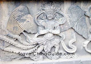 Buddha statue engraved on the pagoda