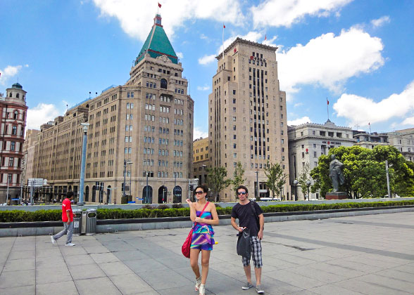 Building of Peace Hotel and Bank of China