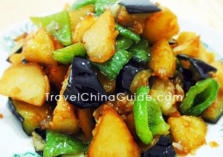 Sautéed Potato, Green Pepper and Eggplant