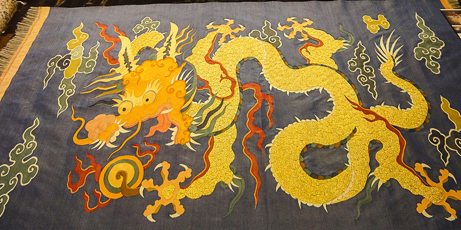 Silk Embroidery with a Dragon