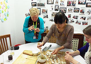 Our Guests Learn to Make Dumplings