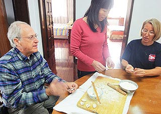 Our Guests Learn to Make Dumplings