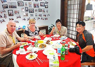 Our Guests Dining in a Local Family