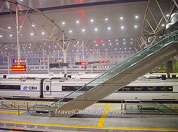 Bullet Trains in Tianjin Railway Station