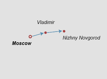 Moscow to Nizhny-Novgorod Rail Map