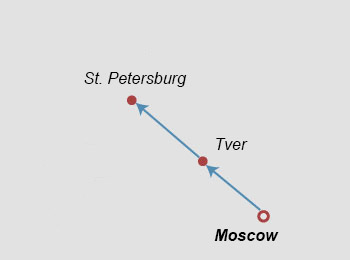 Moscow to Saint-Petersburg Rail Map