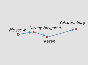 Moscow to Yekaterinburg Rail Map