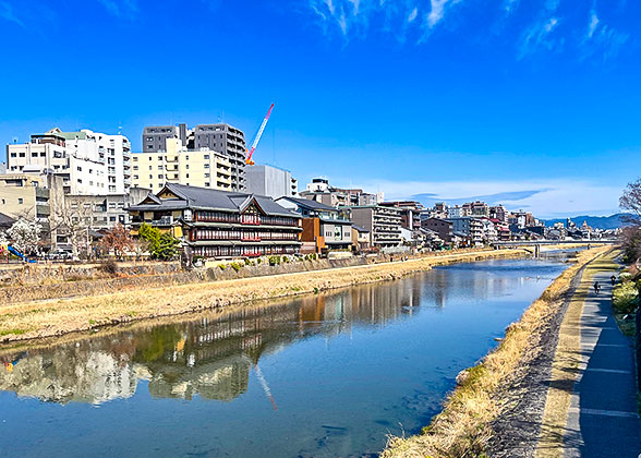 Streetscape by a River