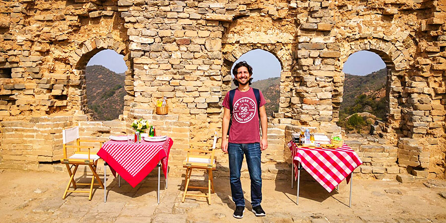 Picnic on Great Wall of China