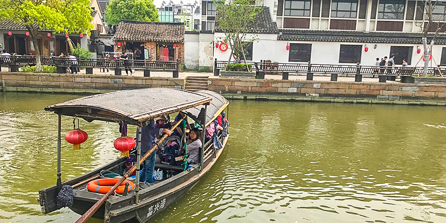 A Tourist Boat at Mudu Ancient Town