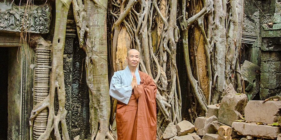 A Monk in Ta Prohm Temple