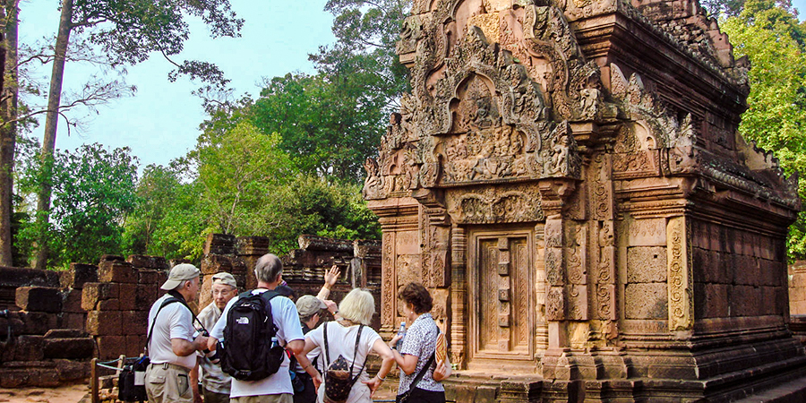 Visitors Admiring Emoss in Siem Reap