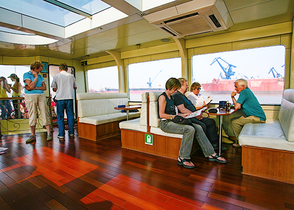 Guests inside Huangpu River Cruise Ship